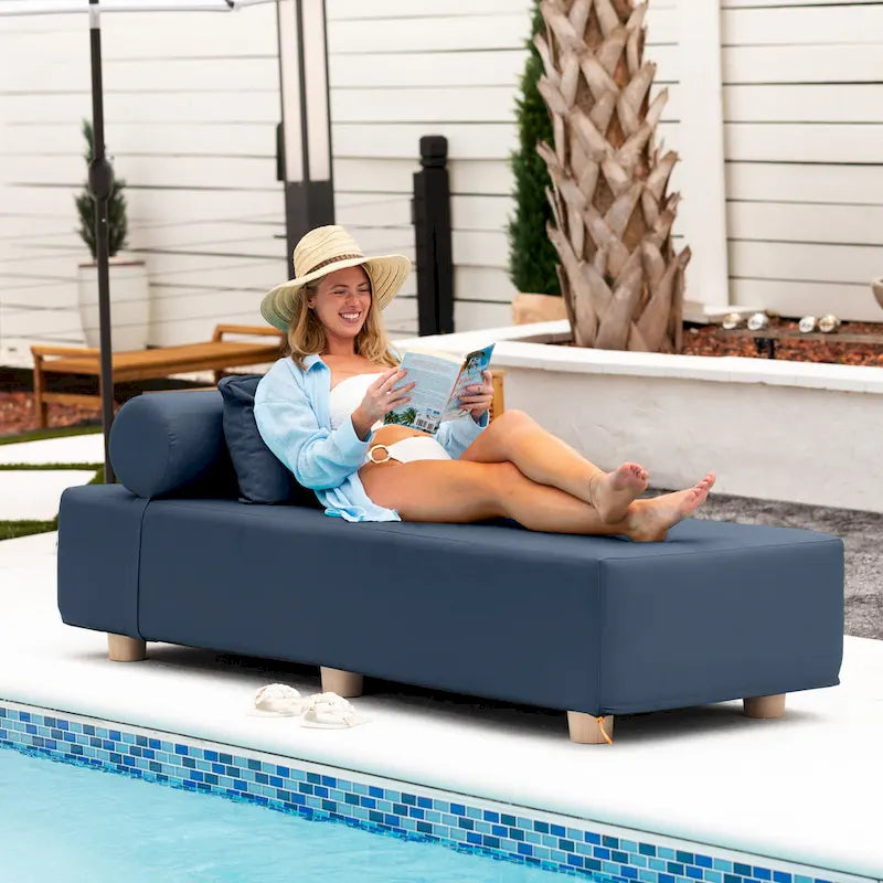 JaxxAlvyOutdoor Sun Lounger - Luxurious Sunbed with Wood Feet Sunbrella