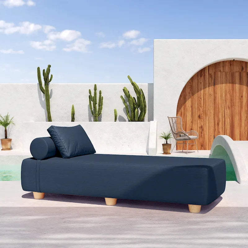 JaxxAlvyOutdoor Sun Lounger - Luxurious Sunbed with Wood Feet Sunbrella