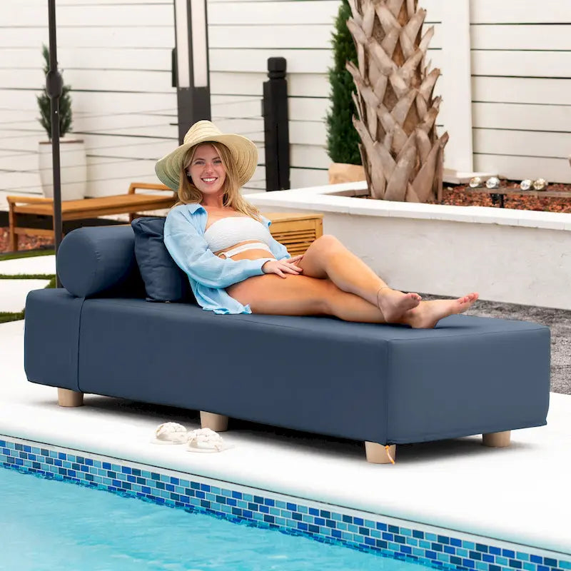 JaxxAlvyOutdoor Sun Lounger - Luxurious Sunbed with Wood Feet Sunbrella