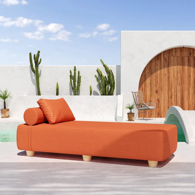 JaxxAlvyOutdoor Sun Lounger - Luxurious Sunbed with Wood Feet Sunbrella