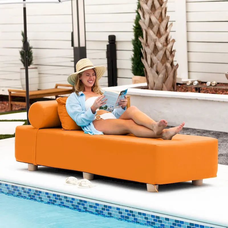 JaxxAlvyOutdoor Sun Lounger - Luxurious Sunbed with Wood Feet Sunbrella