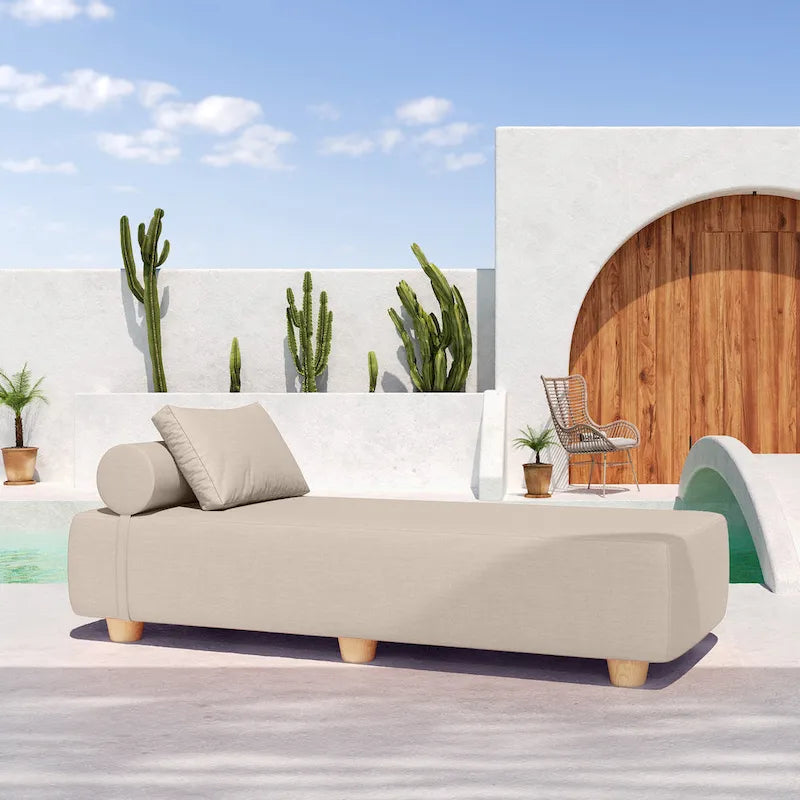 JaxxAlvyOutdoor Sun Lounger - Luxurious Sunbed with Wood Feet Sunbrella