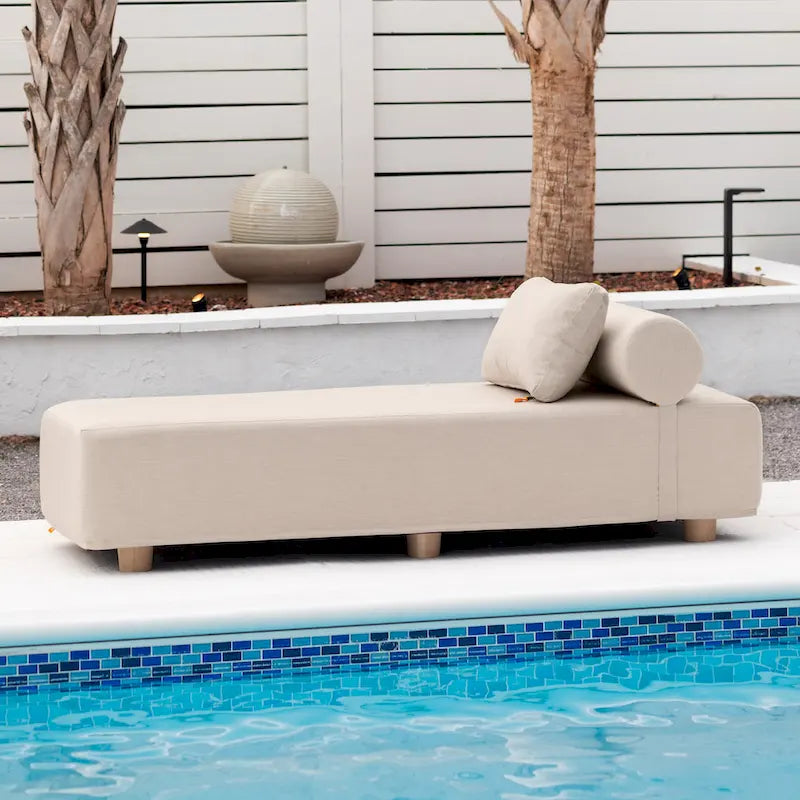 JaxxAlvyOutdoor Sun Lounger - Luxurious Sunbed with Wood Feet Sunbrella