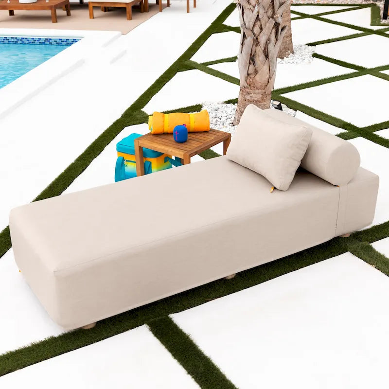 JaxxAlvyOutdoor Sun Lounger - Luxurious Sunbed with Wood Feet Sunbrella
