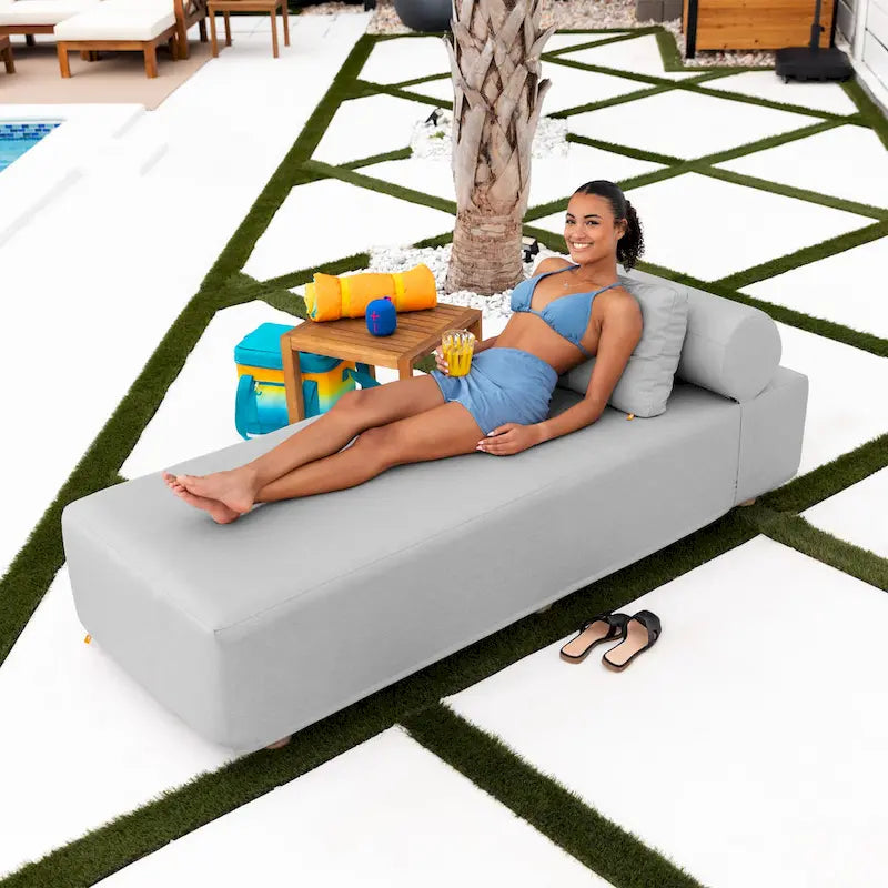 JaxxAlvyOutdoor Sun Lounger - Luxurious Sunbed with Wood Feet Sunbrella