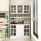 79Pantry Storage Cabinet Glass Doors Sideboard Buffet Cabinet Lacquer
