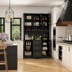 79Pantry Storage Cabinet Glass Doors Sideboard Buffet Cabinet Lacquer