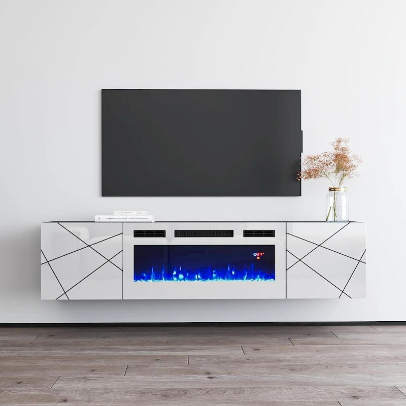 London WH-EF Electric Fireplace 63 TV Stand