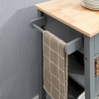 HOMCOM Compact Kitchen Island Cart on Wheels, Rolling Utility Trolley Cart with Storage Shelf & Drawer for Dining Room