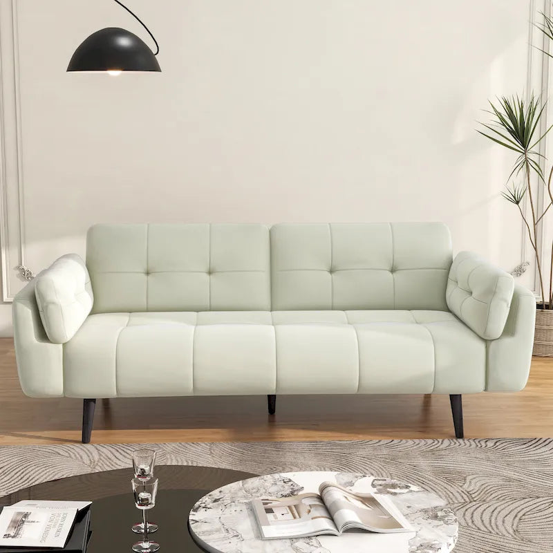 Modern Adjustable Backrest Convertible Futon Sleeper Couch