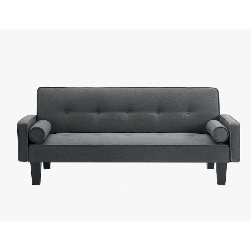 Linen Fabric Modern Convertible Sofa Bed with Removable Armrests