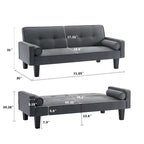 Linen Fabric Modern Convertible Sofa Bed with Removable Armrests