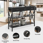 Console Table with 3 Drawers, Entryway Sofa Table with 3 Tier Storage Shelves