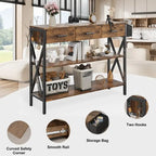 Console Table with 3 Drawers, Entryway Sofa Table with 3 Tier Storage Shelves