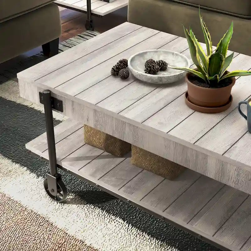 Hyssop Farmhouse 47-inch Steel 1-Shelf Coffee Table by Furniture of America