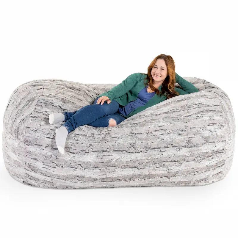 Grand Lounger 7 Foot Bean Bag Sofa For Adults - Luxe Faux Fur