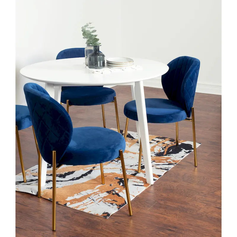 Roundhill Furniture Amoa Contemporary 5-Piece Dining Set, White Round Table and 4 Chairs