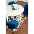 Roundhill Furniture Amoa Contemporary 5-Piece Dining Set, White Round Table and 4 Chairs
