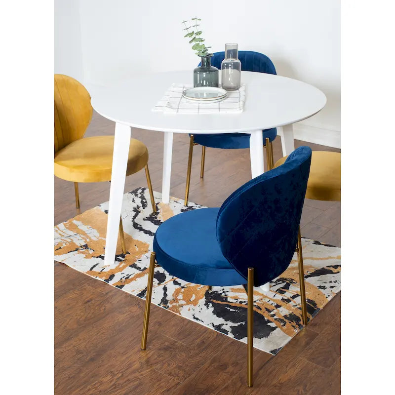 Roundhill Furniture Amoa Contemporary 5-Piece Dining Set, White Round Table and 4 Chairs