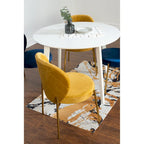 Roundhill Furniture Amoa Contemporary 5-Piece Dining Set, White Round Table and 4 Chairs