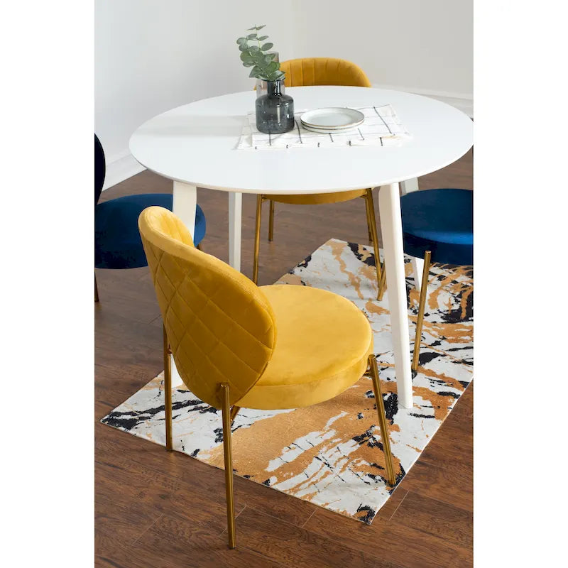 Roundhill Furniture Amoa Contemporary 5-Piece Dining Set, White Round Table and 4 Chairs