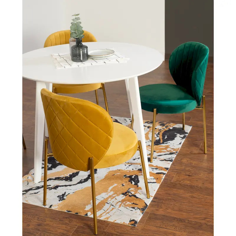 Roundhill Furniture Amoa Contemporary 5-Piece Dining Set, White Round Table and 4 Chairs