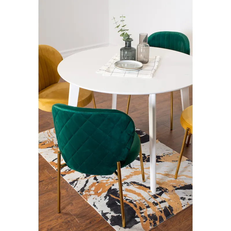 Roundhill Furniture Amoa Contemporary 5-Piece Dining Set, White Round Table and 4 Chairs