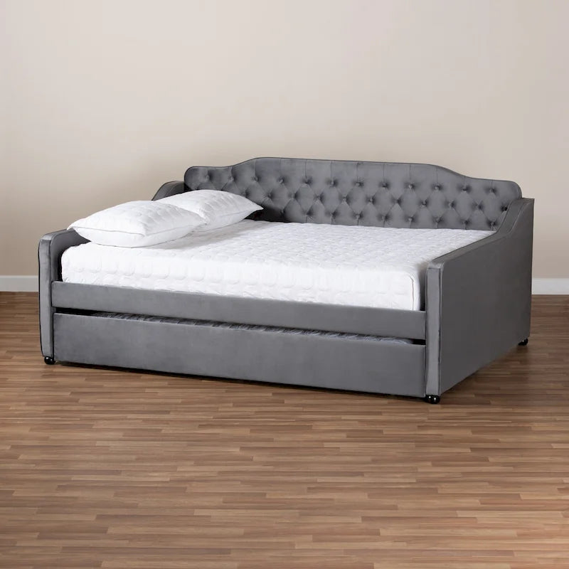 Divano letto estraibile Silver Orchid Titus contemporaneo trapuntato in velluto