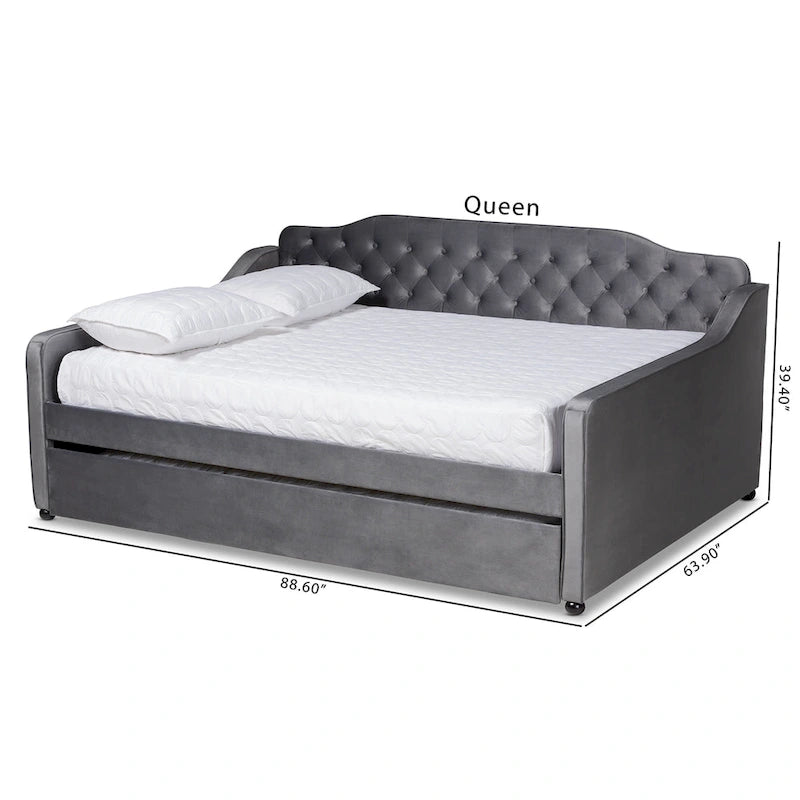 Divano letto estraibile Silver Orchid Titus contemporaneo trapuntato in velluto