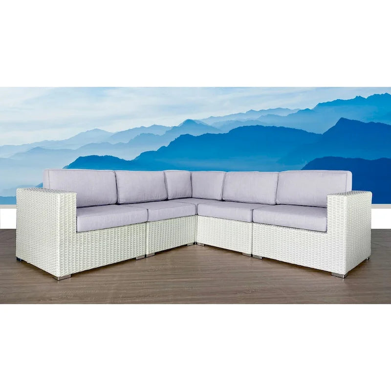 LSI Wide Outdoor Wicker Reversible Patio Sectional with Cushions