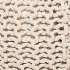 Hand Knitted Pouf Cotton Braided Cord Cable Ottoman - Foot Stool - Accent Seat Furniture Bean Bag - Living Room Kids - 18x18x14