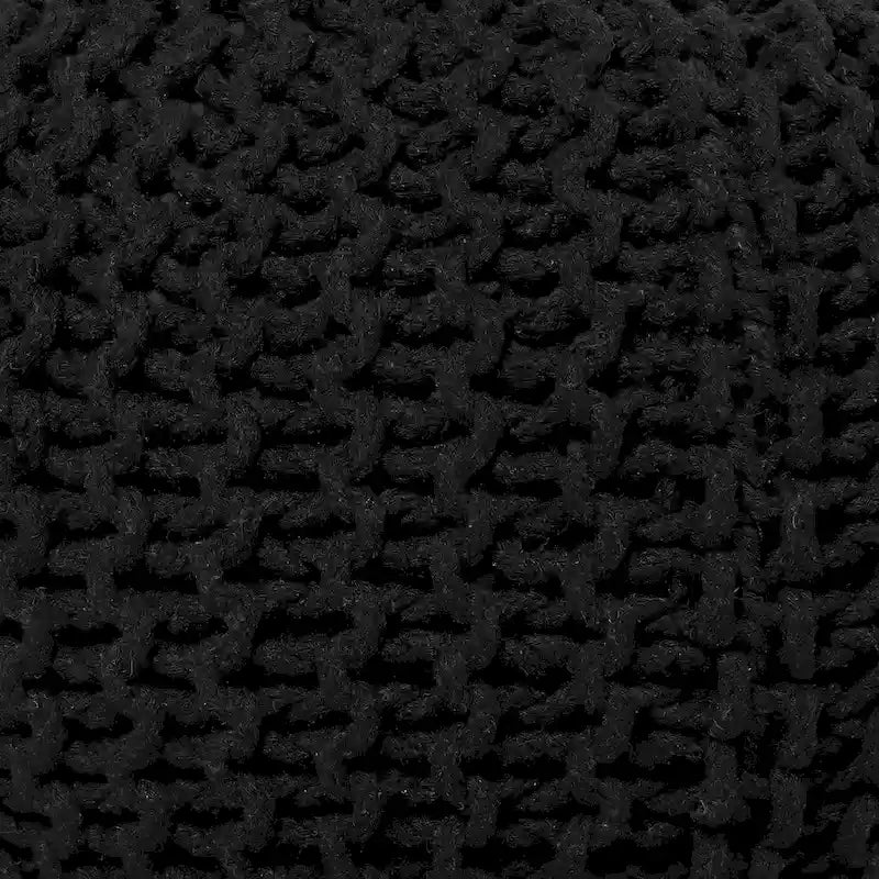 Hand Knitted Pouf Cotton Braided Cord Cable Ottoman - Foot Stool - Accent Seat Furniture Bean Bag - Living Room Kids - 18x18x14