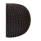 Hand Knitted Pouf Cotton Braided Cord Cable Ottoman - Foot Stool - Accent Seat Furniture Bean Bag - Living Room Kids - 18x18x14