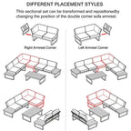 6 Person Outdoor L-Shape Metal Sectional Sofa Set with Cusions and Coffee Table