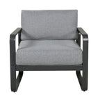 6 Person Outdoor L-Shape Metal Sectional Sofa Set with Cusions and Coffee Table