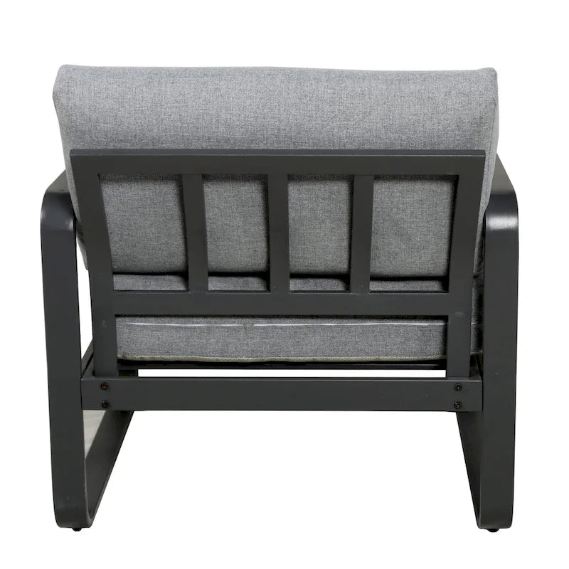 6 Person Outdoor L-Shape Metal Sectional Sofa Set with Cusions and Coffee Table