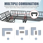 6 Person Outdoor L-Shape Metal Sectional Sofa Set with Cusions and Coffee Table