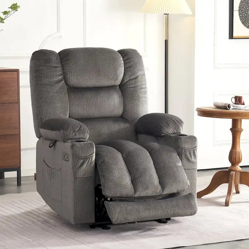 Poltrona Reclinabile Elettrica MCombo con Funzione Massaggio e Riscaldamento, in Tessuto 6079/PR670