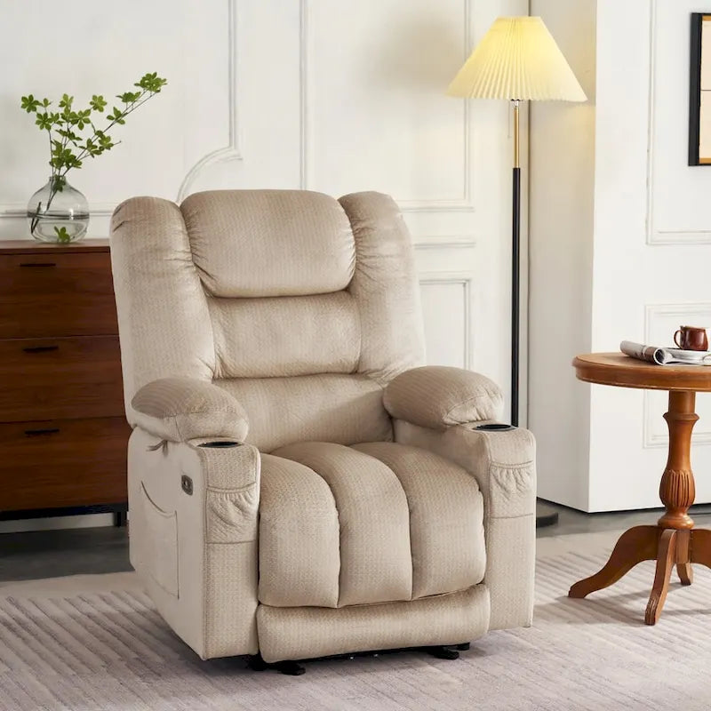 Poltrona Reclinabile Elettrica MCombo con Funzione Massaggio e Riscaldamento, in Tessuto 6079/PR670