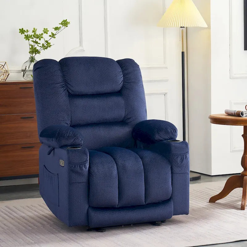Poltrona Reclinabile Elettrica MCombo con Funzione Massaggio e Riscaldamento, in Tessuto 6079/PR670