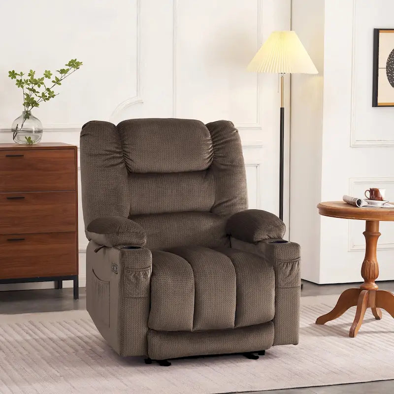 Poltrona Reclinabile Elettrica MCombo con Funzione Massaggio e Riscaldamento, in Tessuto 6079/PR670