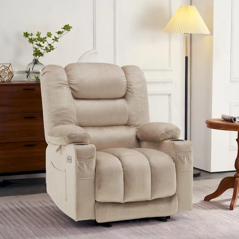 Poltrona Reclinabile Elettrica MCombo con Funzione Massaggio e Riscaldamento, in Tessuto 6079/PR670