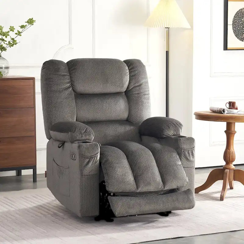 Poltrona Reclinabile Elettrica MCombo con Funzione Massaggio e Riscaldamento, in Tessuto 6079/PR670