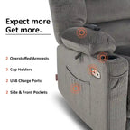 MCombo Electric Power Recliner Chair with Heat and Massage, Fabric 6079/PR670