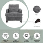 HOMEFUN Chenille Upholstered Mid Century Modern Wood Frame Armchair for Living Room