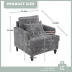 HOMEFUN Chenille Upholstered Mid Century Modern Wood Frame Armchair for Living Room