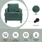 HOMEFUN Chenille Upholstered Mid Century Modern Wood Frame Armchair for Living Room
