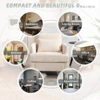 HOMEFUN Chenille Upholstered Mid Century Modern Wood Frame Armchair for Living Room