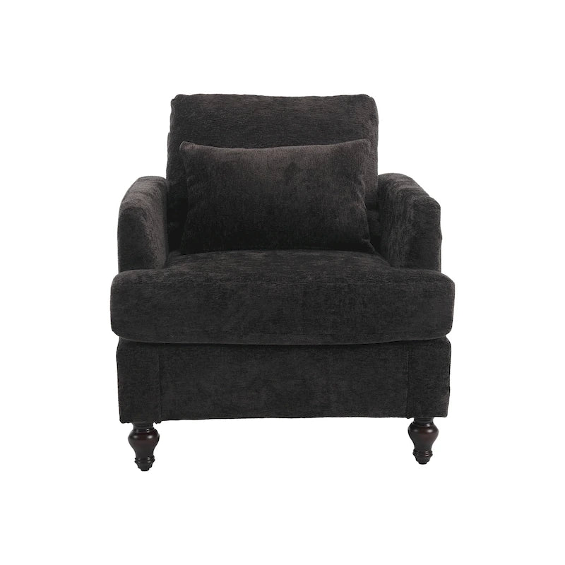 HOMEFUN Chenille Upholstered Mid Century Modern Wood Frame Armchair for Living Room