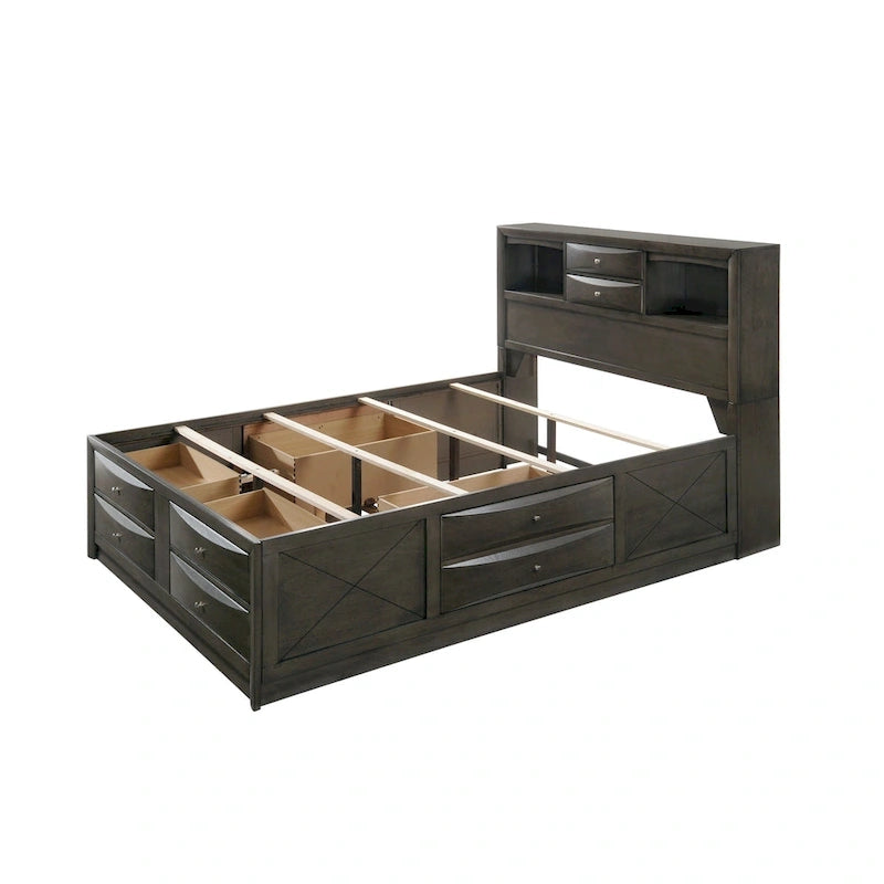 Priscella 6 Piece Gray Oak Storage Platform Bedroom Set